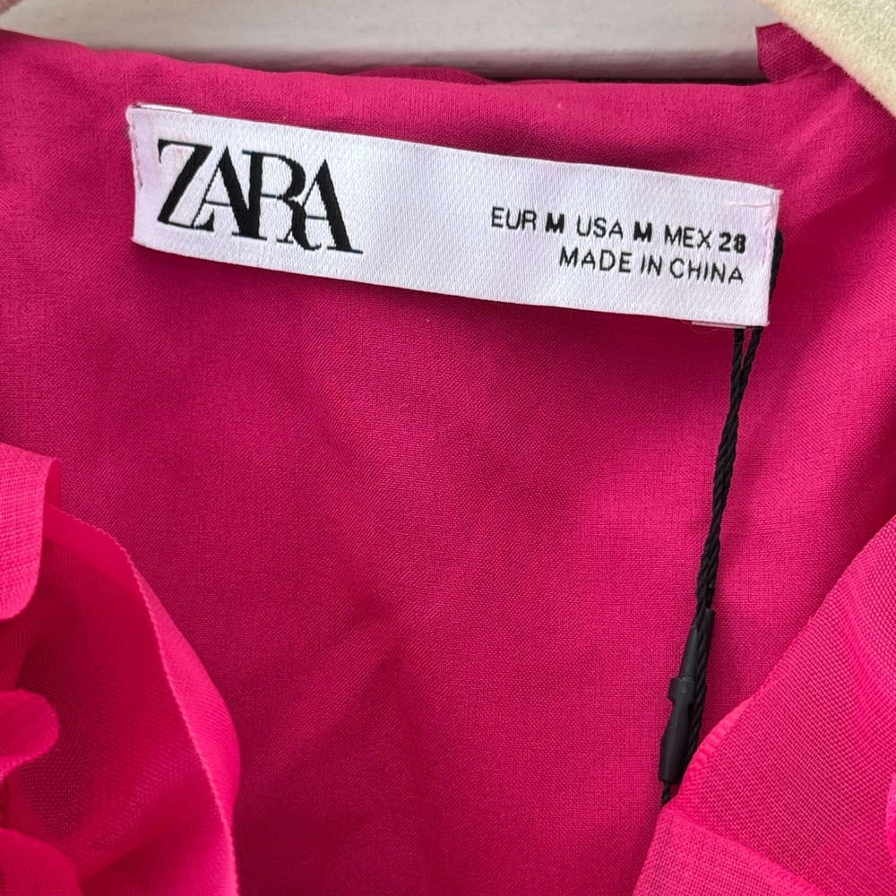 ZARA LIMITED EDITION FUCHSIA RUFFLE COAT KNIT DRESS - Picture 4 of 15